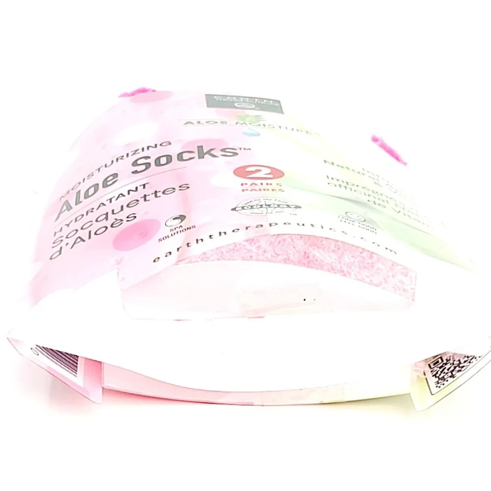 NEW Earth Therapeutics ALOE MOISTURE Socks Pink 2 Pair Pack Spa Foot Therapy